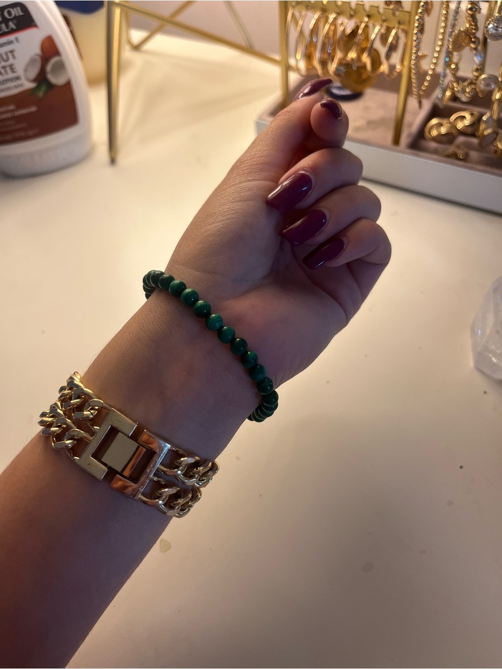 Malachite Beaded Stretch Bracelet - Women Jewelry VERY POWERFUL CRYSTAL‼️